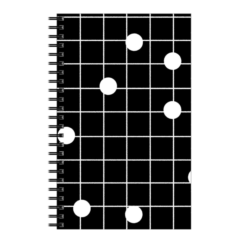 Dot Line - Black and White Notebook, 5x8, Black