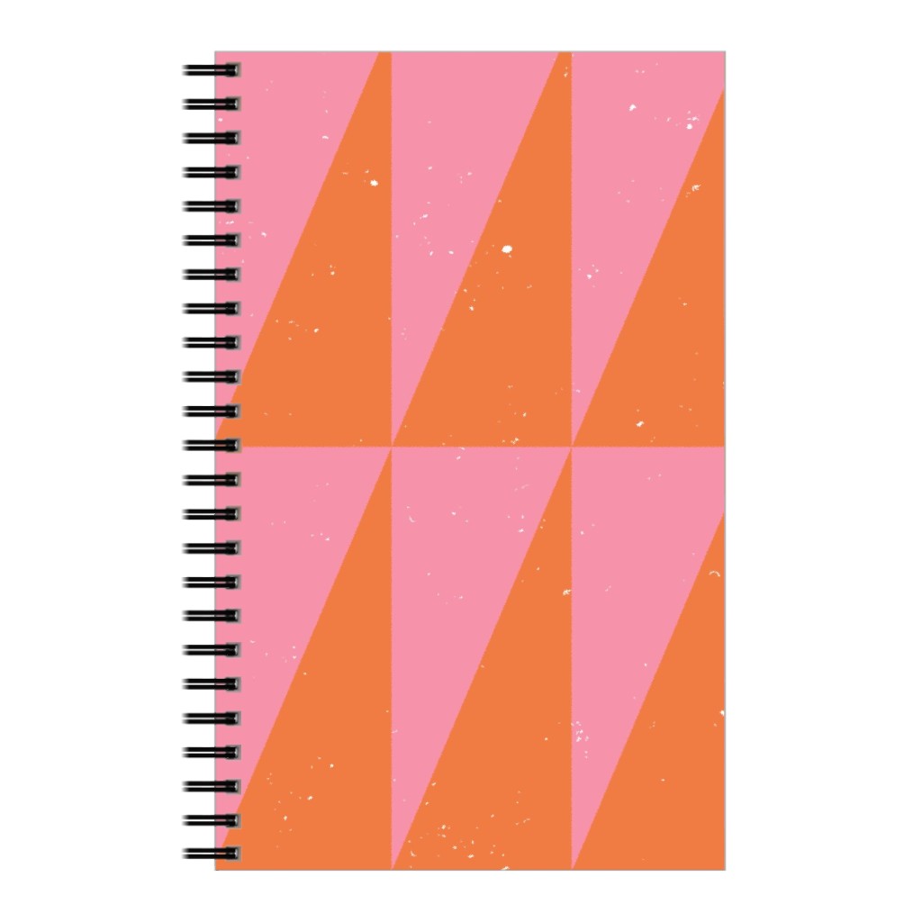 Dual Traingles - Pink Notebook, 5x8, Pink, Bright Pink