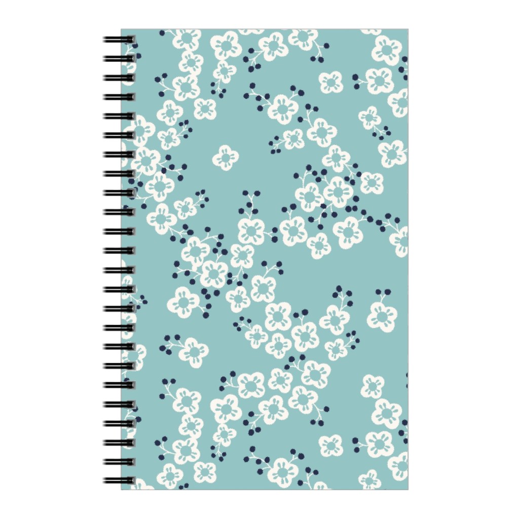 Japanese Blossom - Blue Notebook, 5x8, Blue
