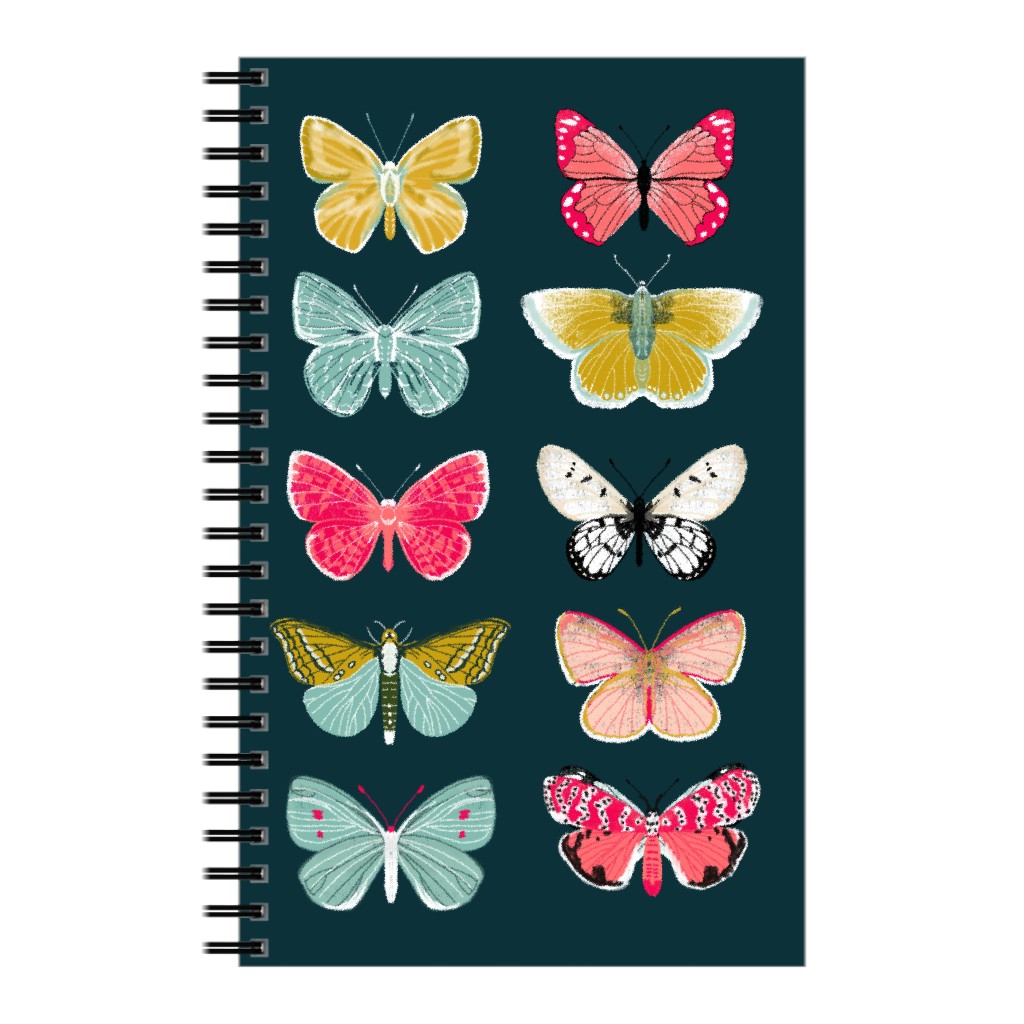 Butterflies Botanic Nature - Multi on Navy Notebook, 5x8, Multicolor