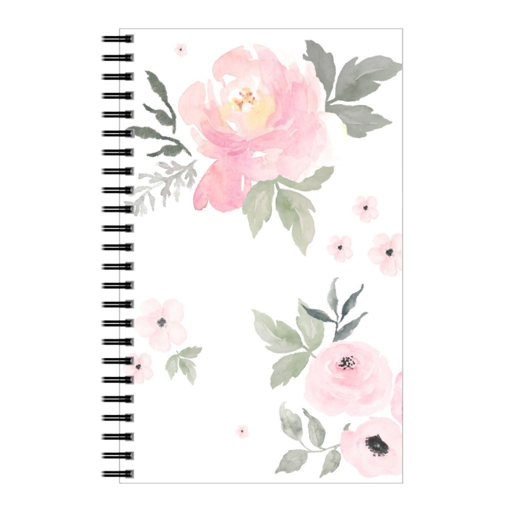 Sweet Blush Roses - Pink Notebook, 5x8, Pink