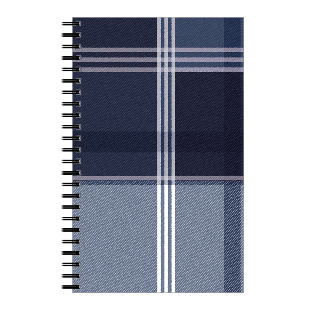 Navy Blue Plaid Notebook, 5x8, Blue