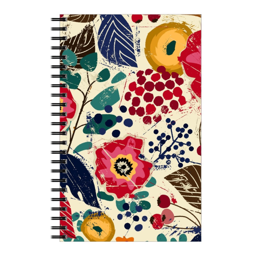 Botanical Block Print Notebook, 5x8, Multicolor