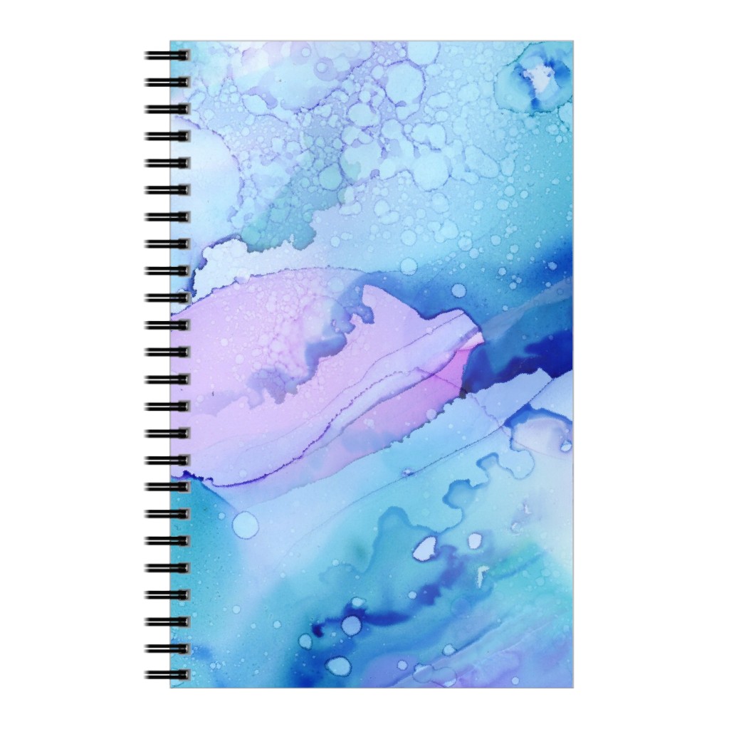 Watercolor Waves - Blue and Purple Notebook, 5x8, Blue