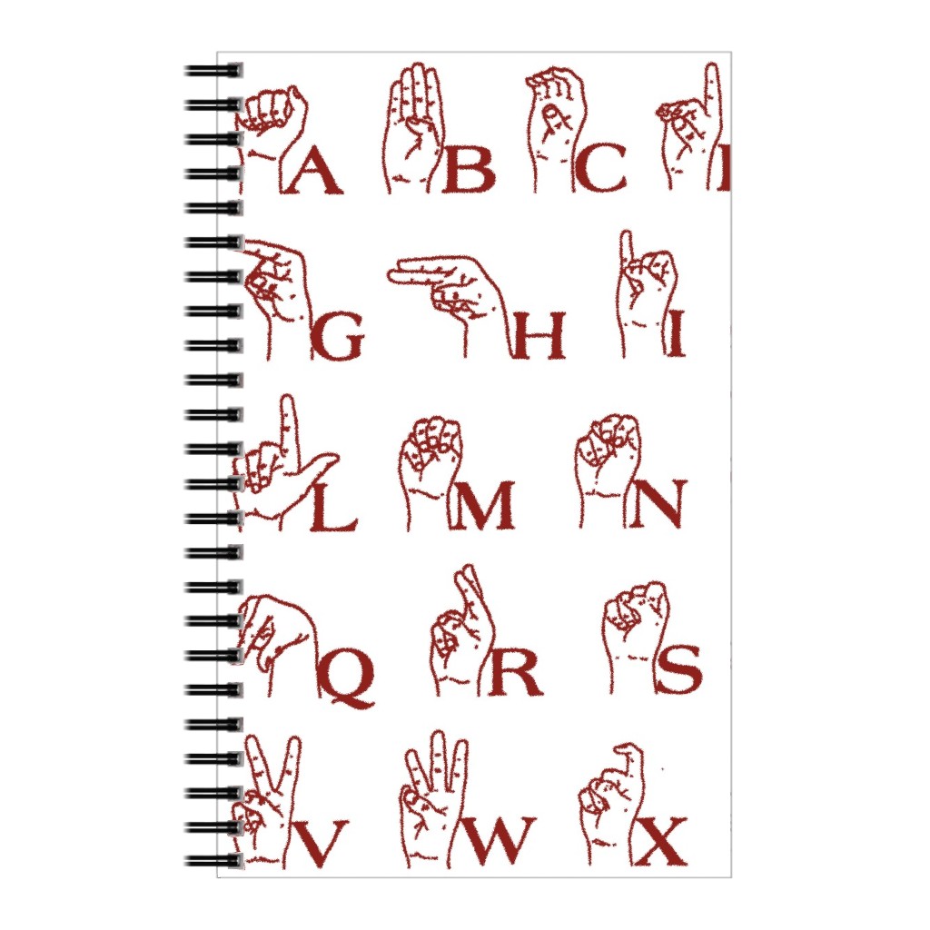 Sign Language Alphabet Notebook, 5x8, Brown, Chestnut