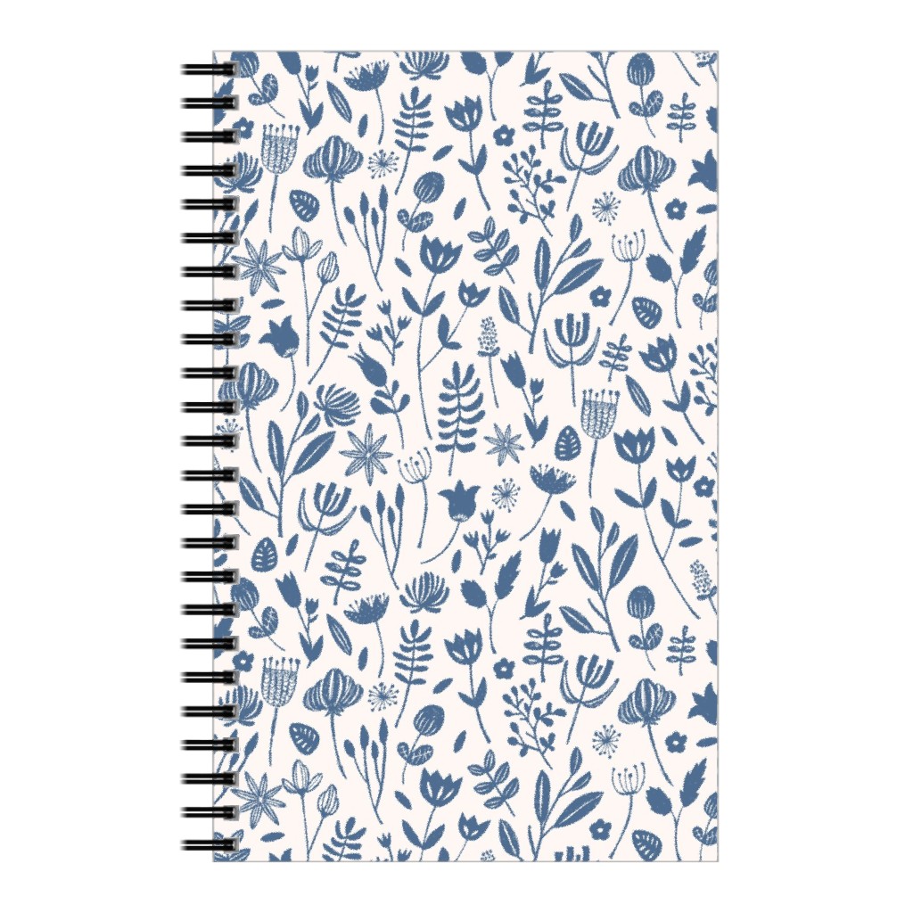 Folk Botanical Print - Blue Notebook, 5x8, Blue