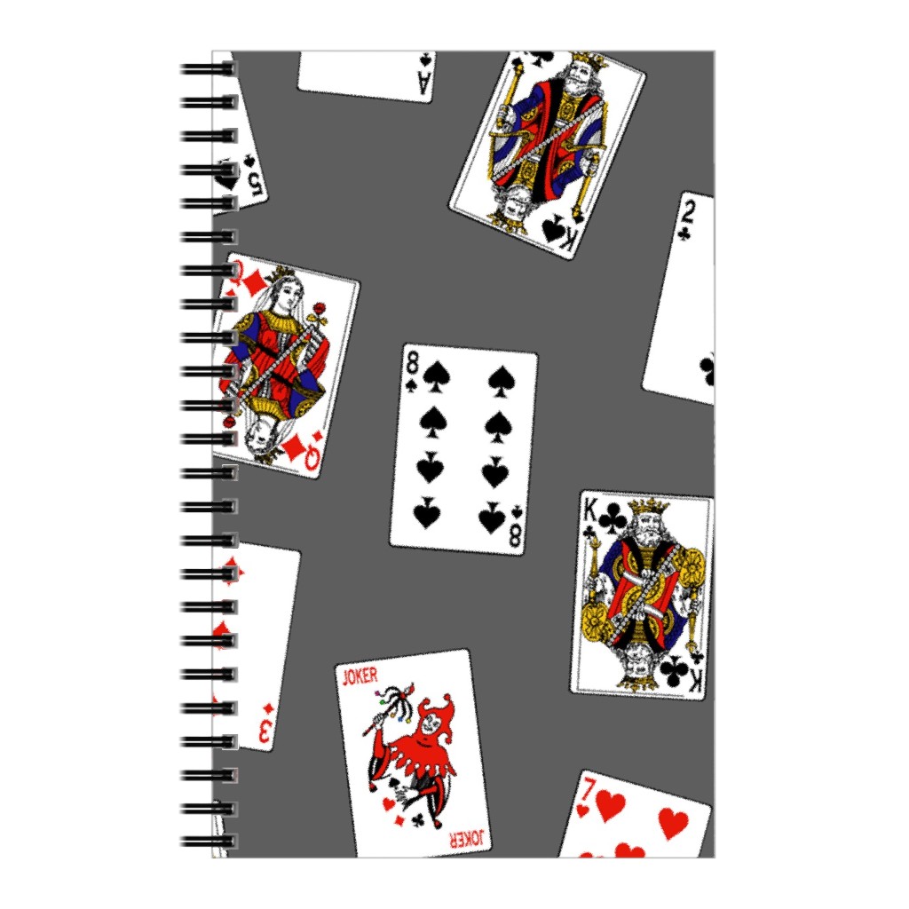 Scattered Playing Cards Notebook, 5x8, Gray