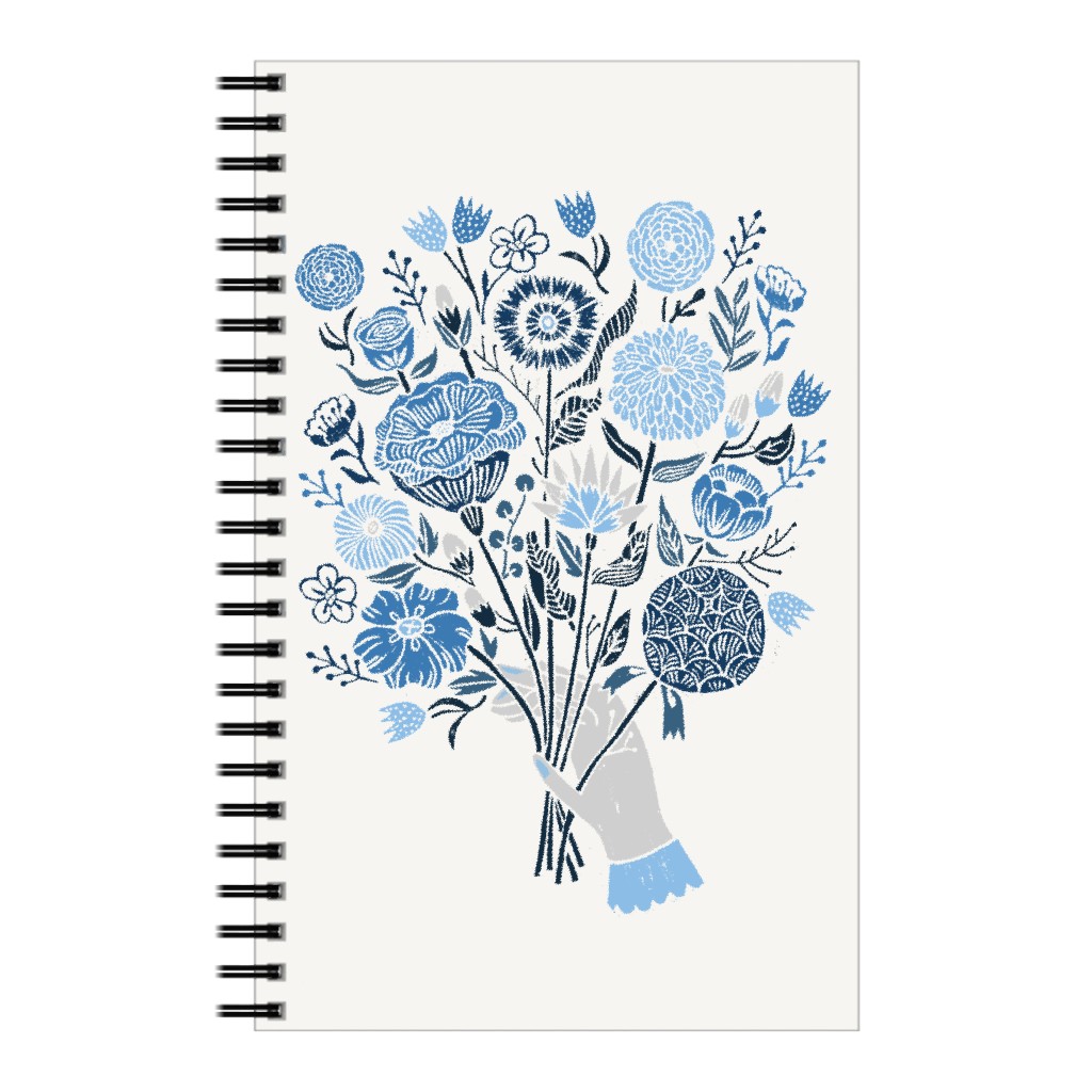 Bouquet in Hand - Blue Notebook, 5x8, Blue, True Blue