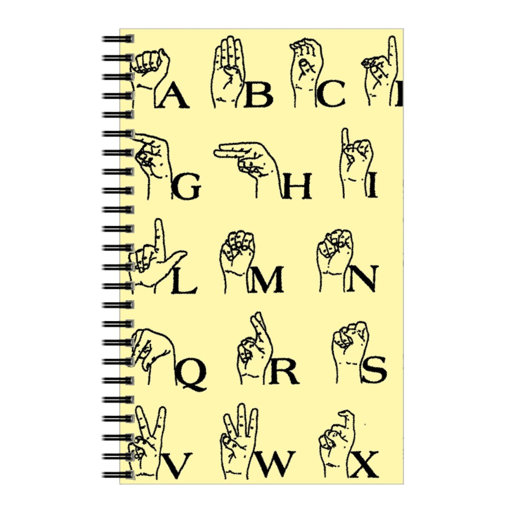 Sign Language Alphabet Notebook, 5x8, Yellow