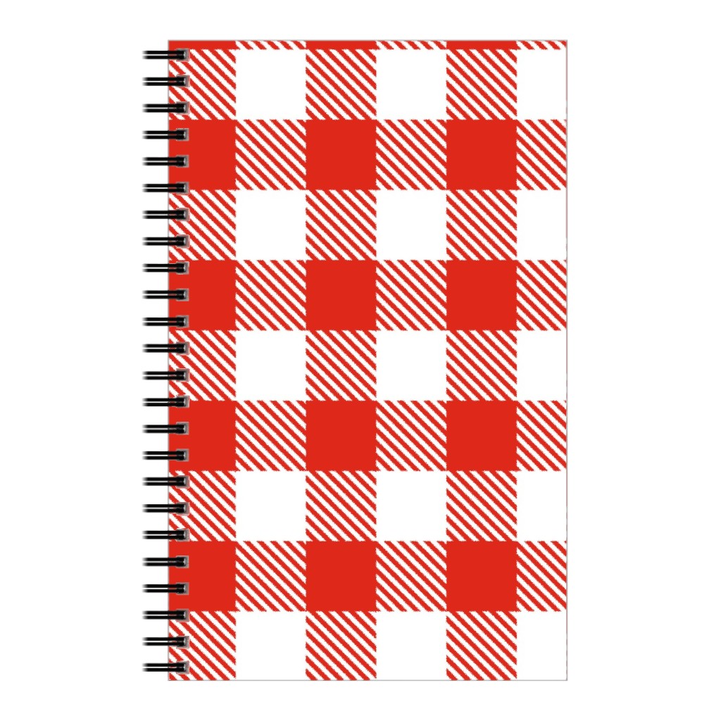 Red Gingham Pattern Notebook, 5x8, Red
