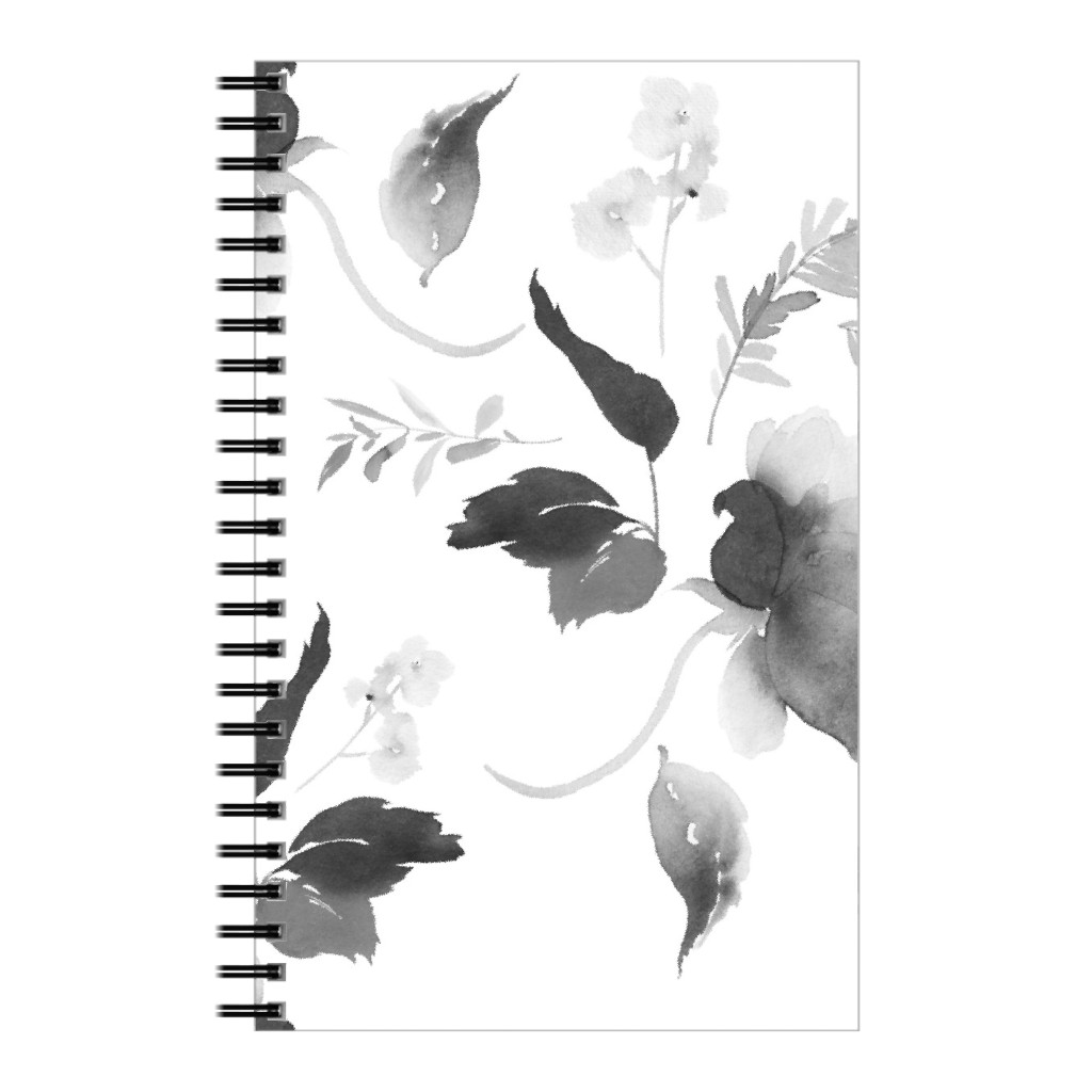 Spring Beginning - Black and White Notebook, 5x8, White