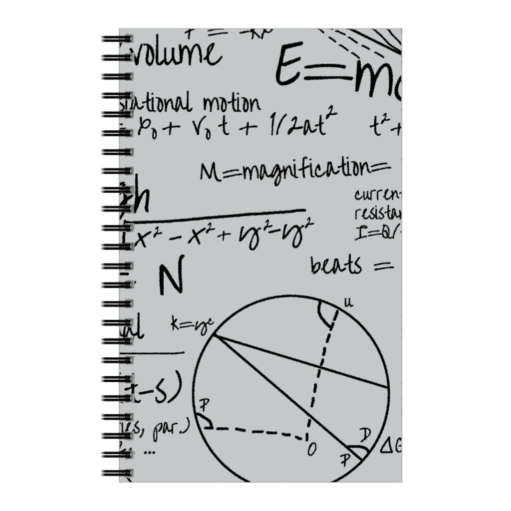 Common Equations Notebook, 5x8, Gray, Silver