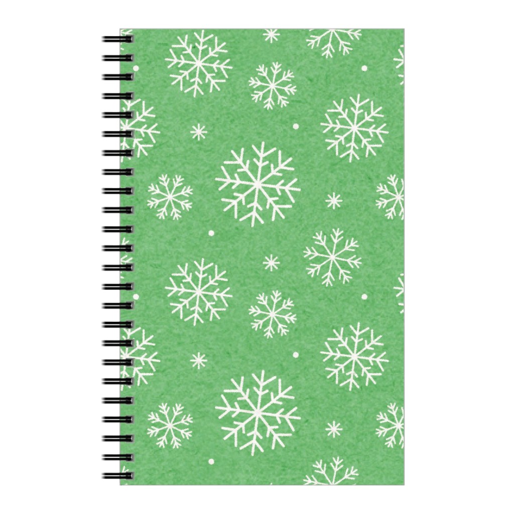 Snowflakes on Mottled Green Notebook, 5x8, Green