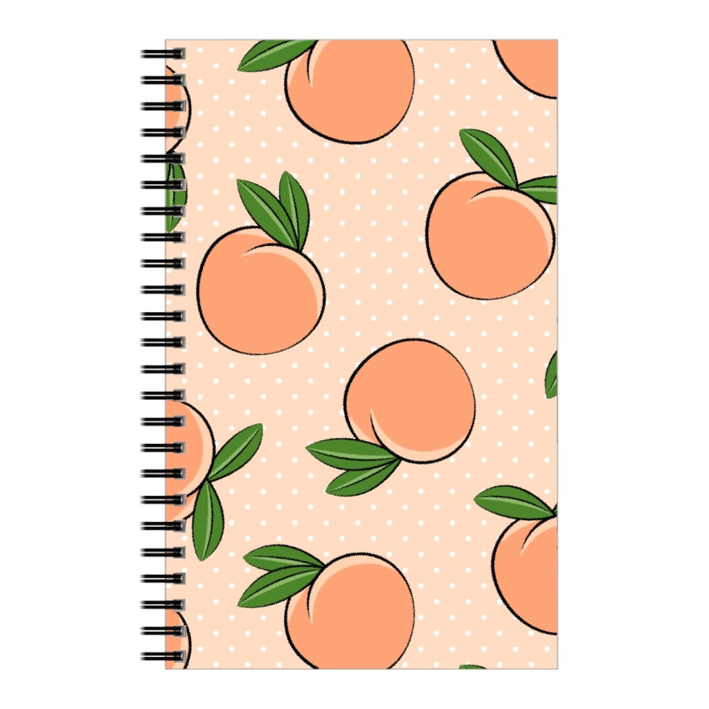 Peachy Polka Dots - Peach Notebook, 5x8, Orange, Orange
