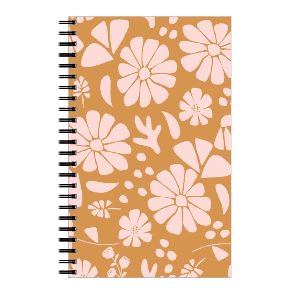 Jungle Floral - Orange and Pink Notebook, 5x8, Orange
