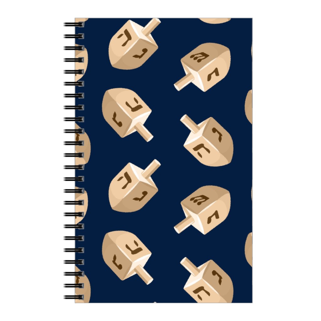 Dreidels Notebook, 5x8, Blue, Park Night
