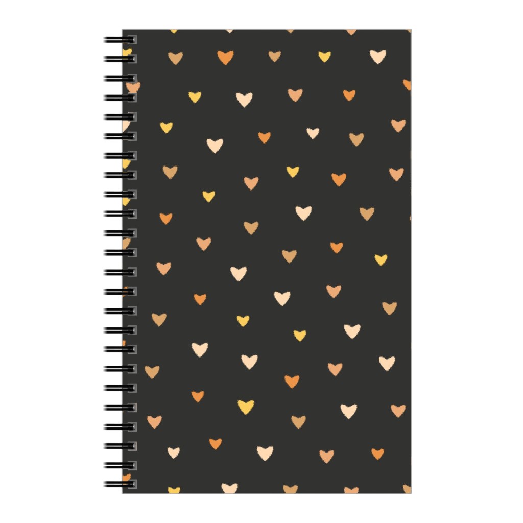 Bronze Hearts - Black Notebook, 5x8, Black, Black