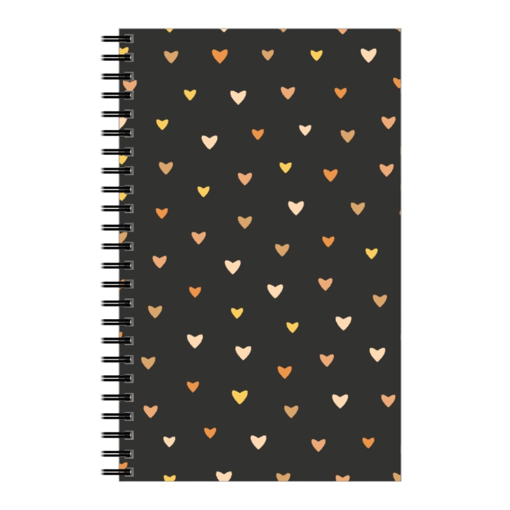 Bronze Hearts - Black Notebook, 5x8, Black