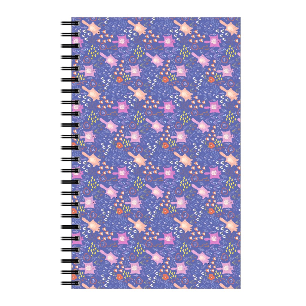 Flying Squirrel & Lily of the Valley Notebook, 5x8, Purple