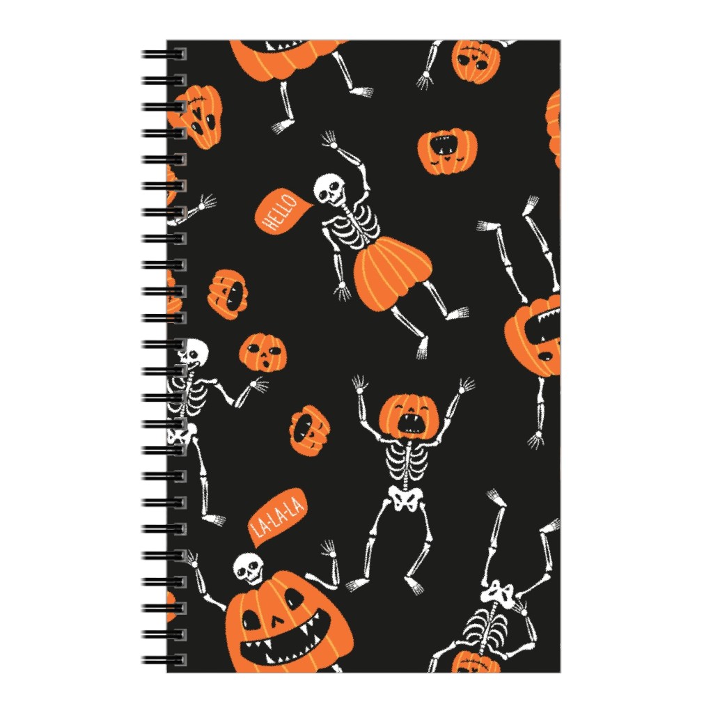 Halloween Party - Black Notebook, 5x8, Orange