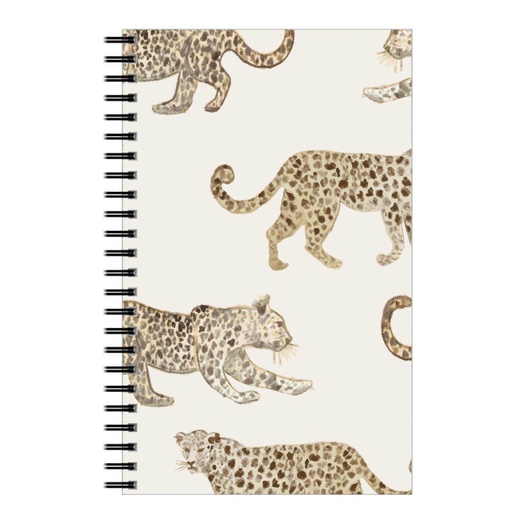 Leopard Parade Notebook, 5x8, Beige, Antique White