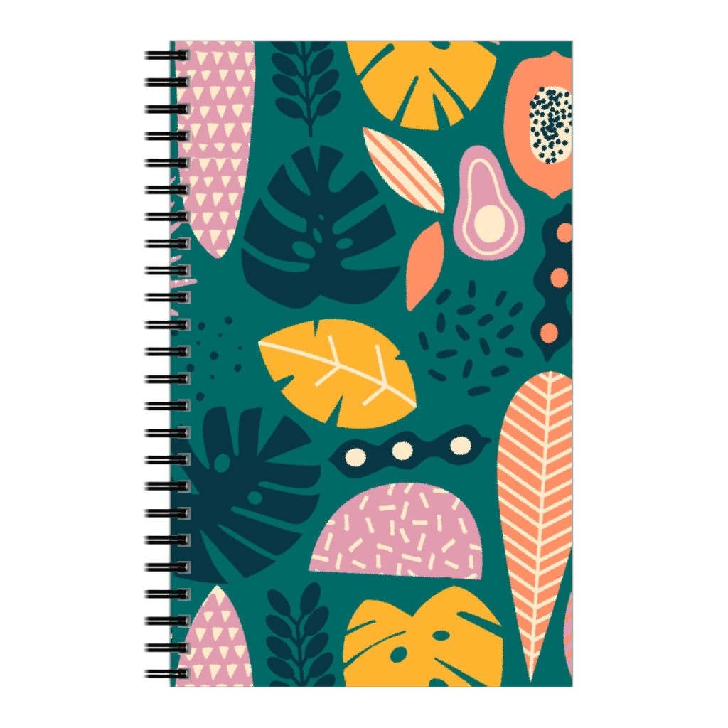 Retro Tropical Pattern Notebook, 5x8, Multicolor