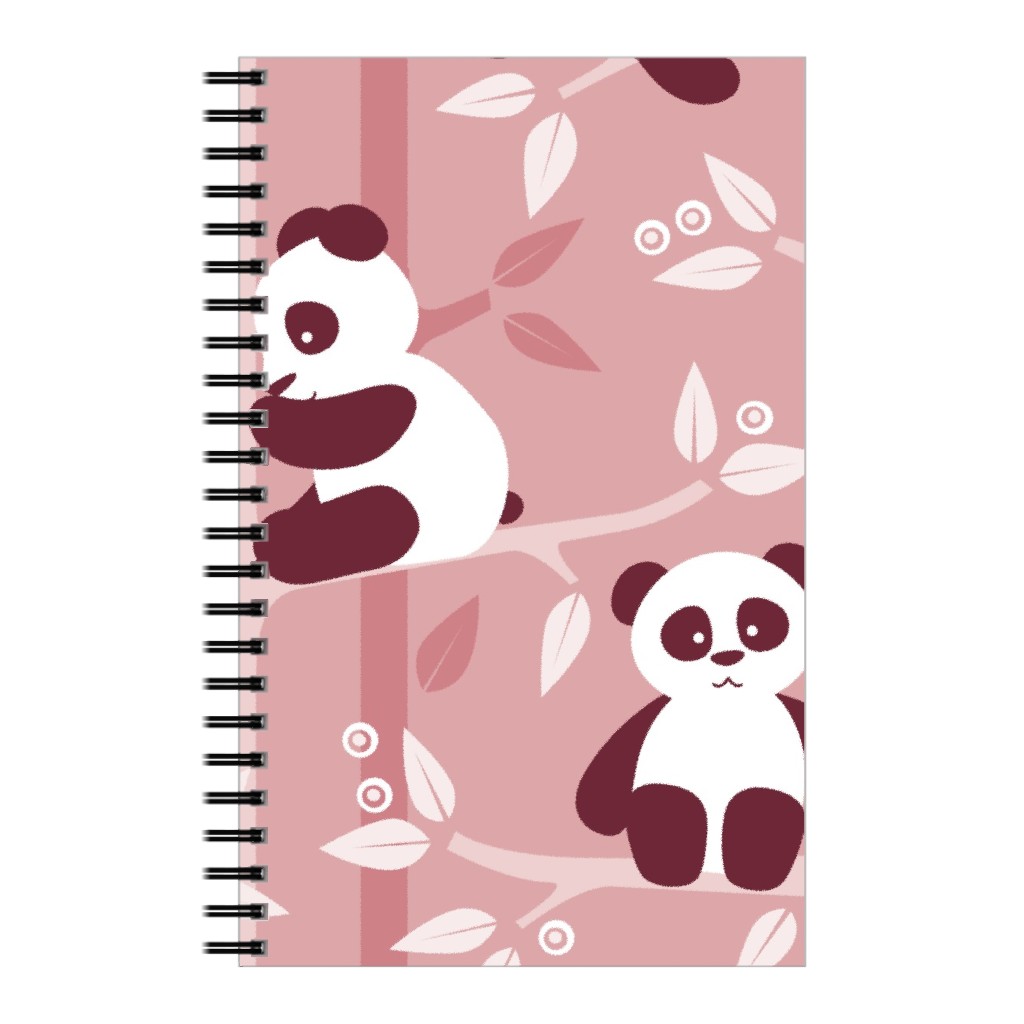 Pandas and Bamboo Notebook, 5x8, Pink