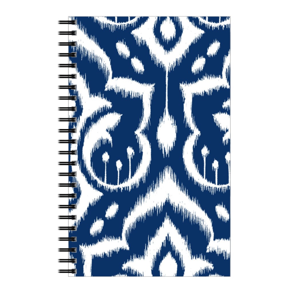 Ikat Damask - Midnight Navy Notebook, 5x8, Blue