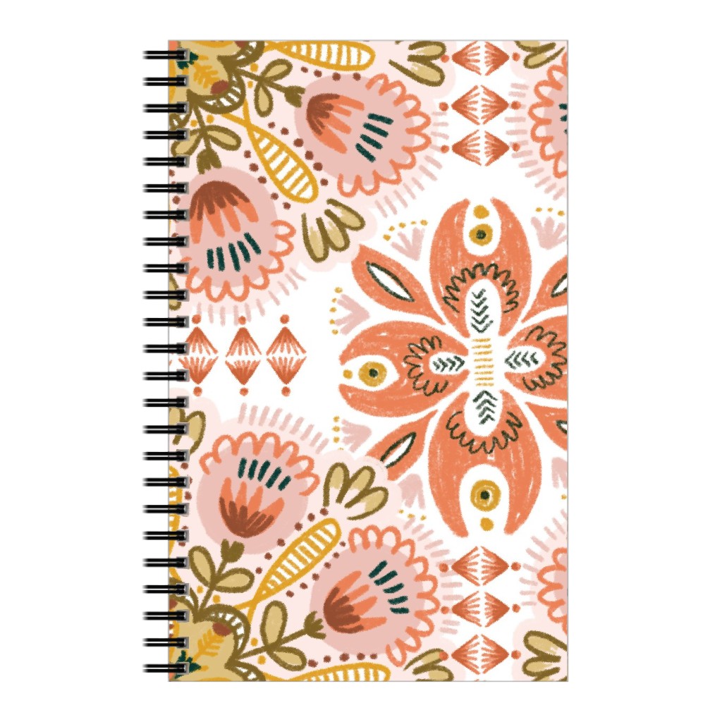 Pysanky - Boho - Warm Notebook, 5x8, Pink