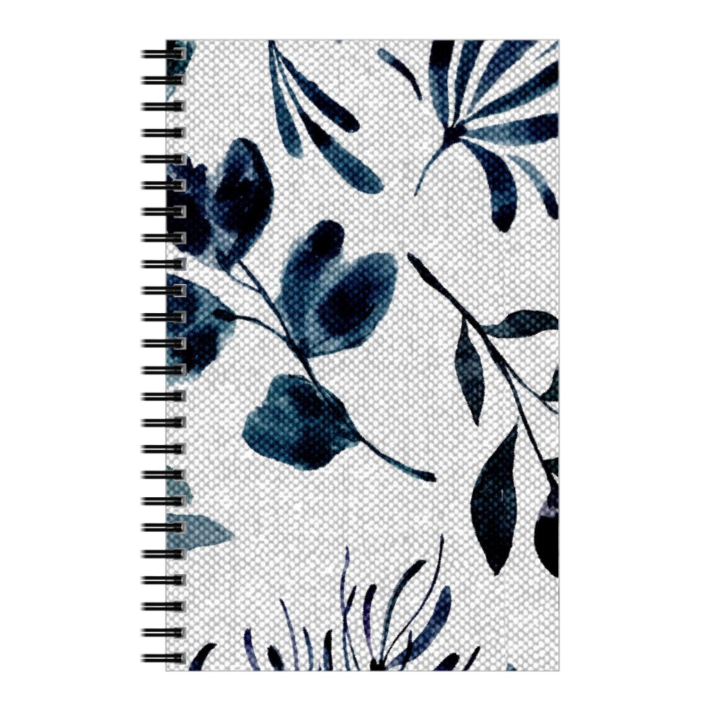 Leaves Nature Botanical Prints Notebook, 5x8, Blue, Silhouette