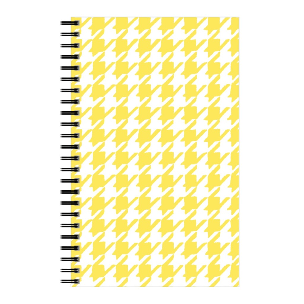 Happy Houndstooth Notebook, 5x8, Yellow, Lemon