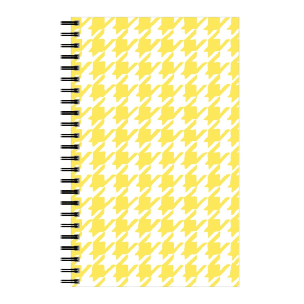 Happy Houndstooth Notebook, 5x8, Yellow