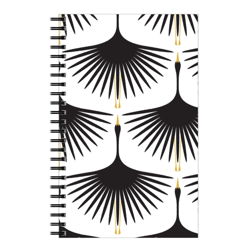 Art Deco Swans Notebook, 5x8, White, White