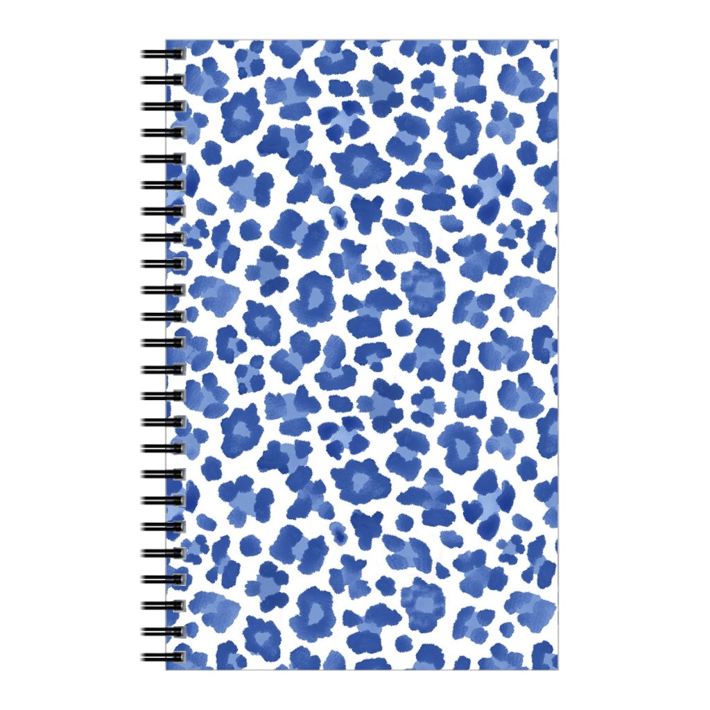Leopard Pattern Print Notebook, 5x8, Blue, Blue