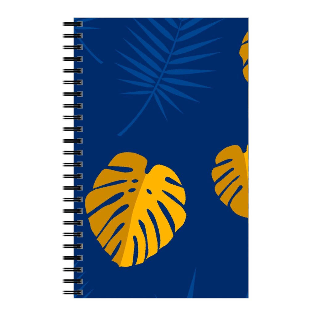 Tropical Leaves - Blue Notebook, 5x8, Blue