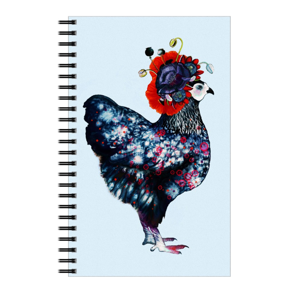 Poppycock - Floral Chicken Notebook, 5x8, Multicolor