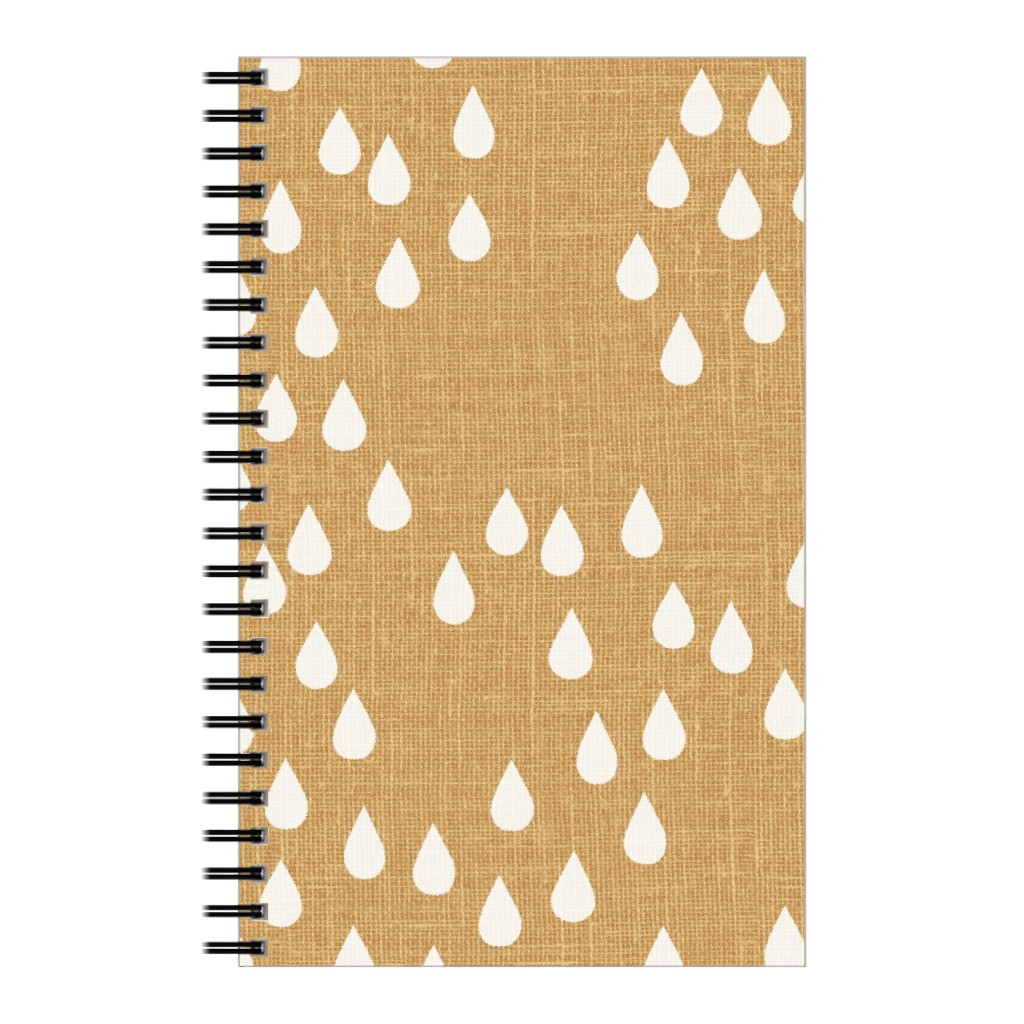 Scattered Rain Drops - Mustard Yellow Notebook, 5x8, Yellow