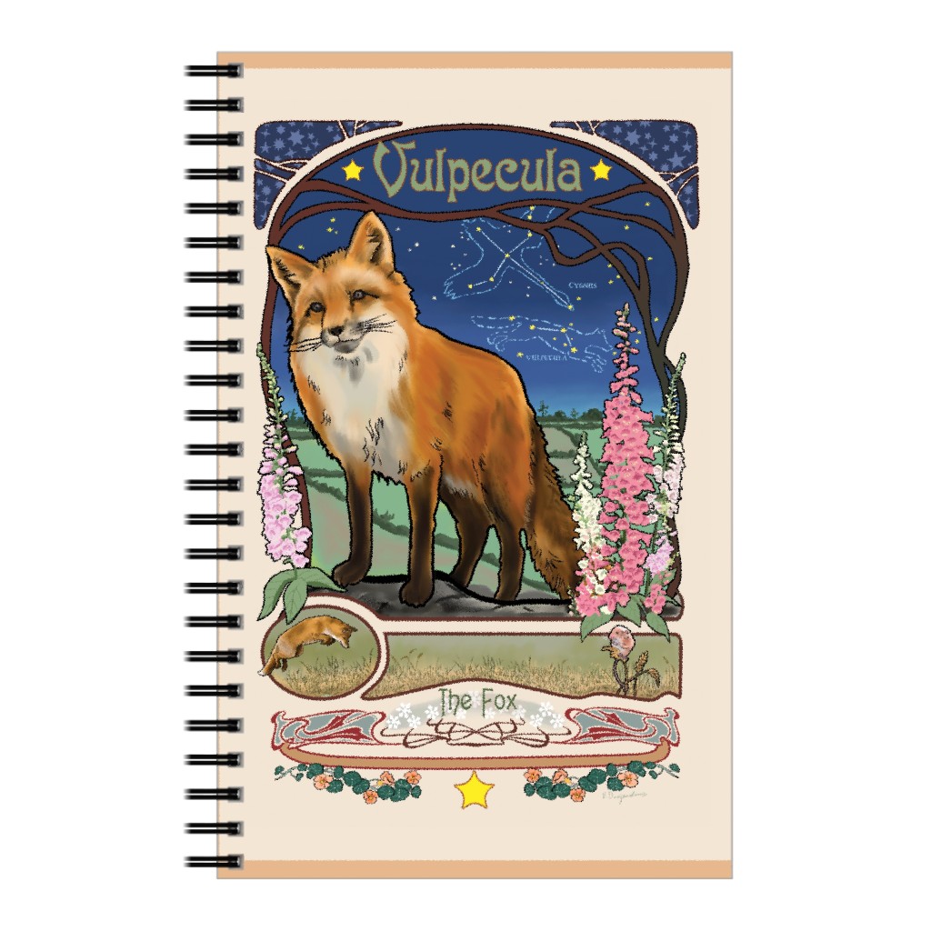 Vulpecula the Fox Notebook, 5x8, Multicolor