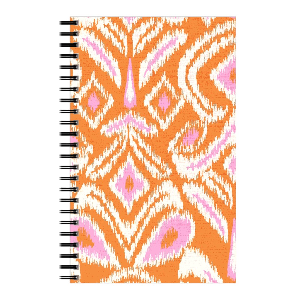 Ikat Flower - Orange and Pink Notebook, 5x8, Orange