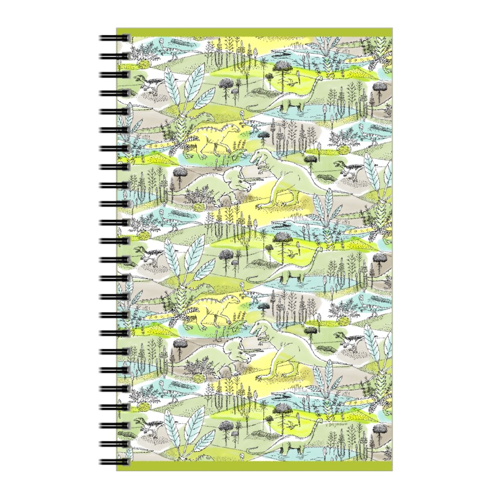 Dinosaur World - Green Notebook, 5x8, Green