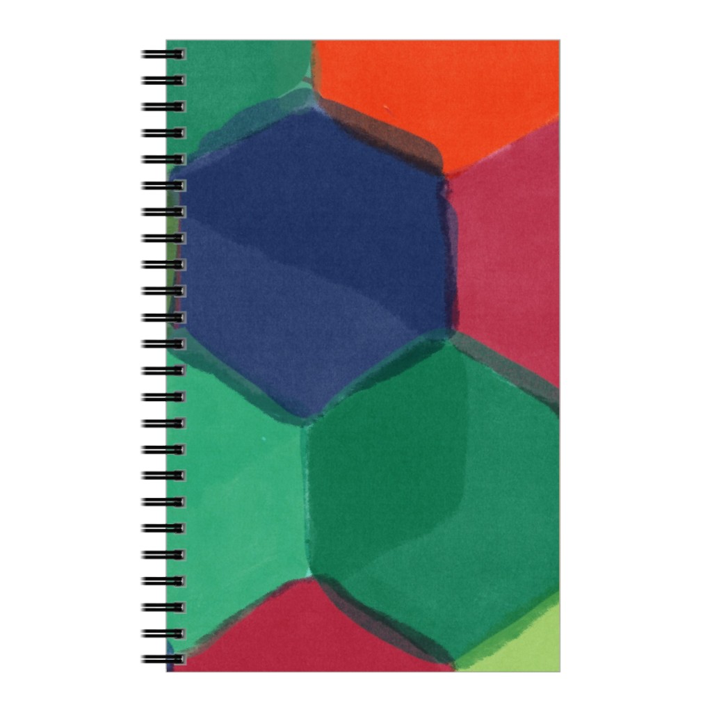 Overlapping Hexagons - Warm Summer Notebook, 5x8, Multicolor