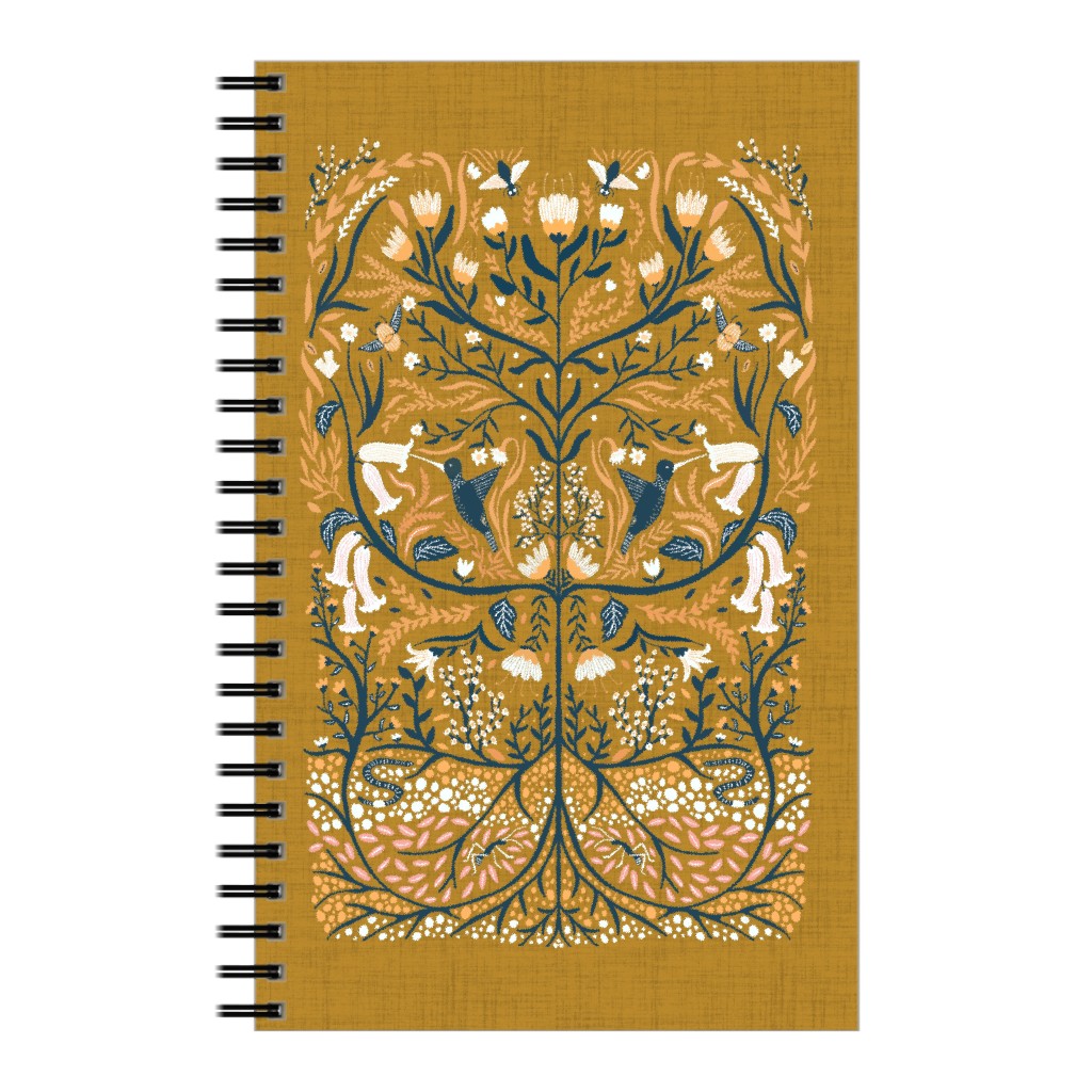 Ecosystems, Folk Art - Orange Notebook, 5x8, Orange