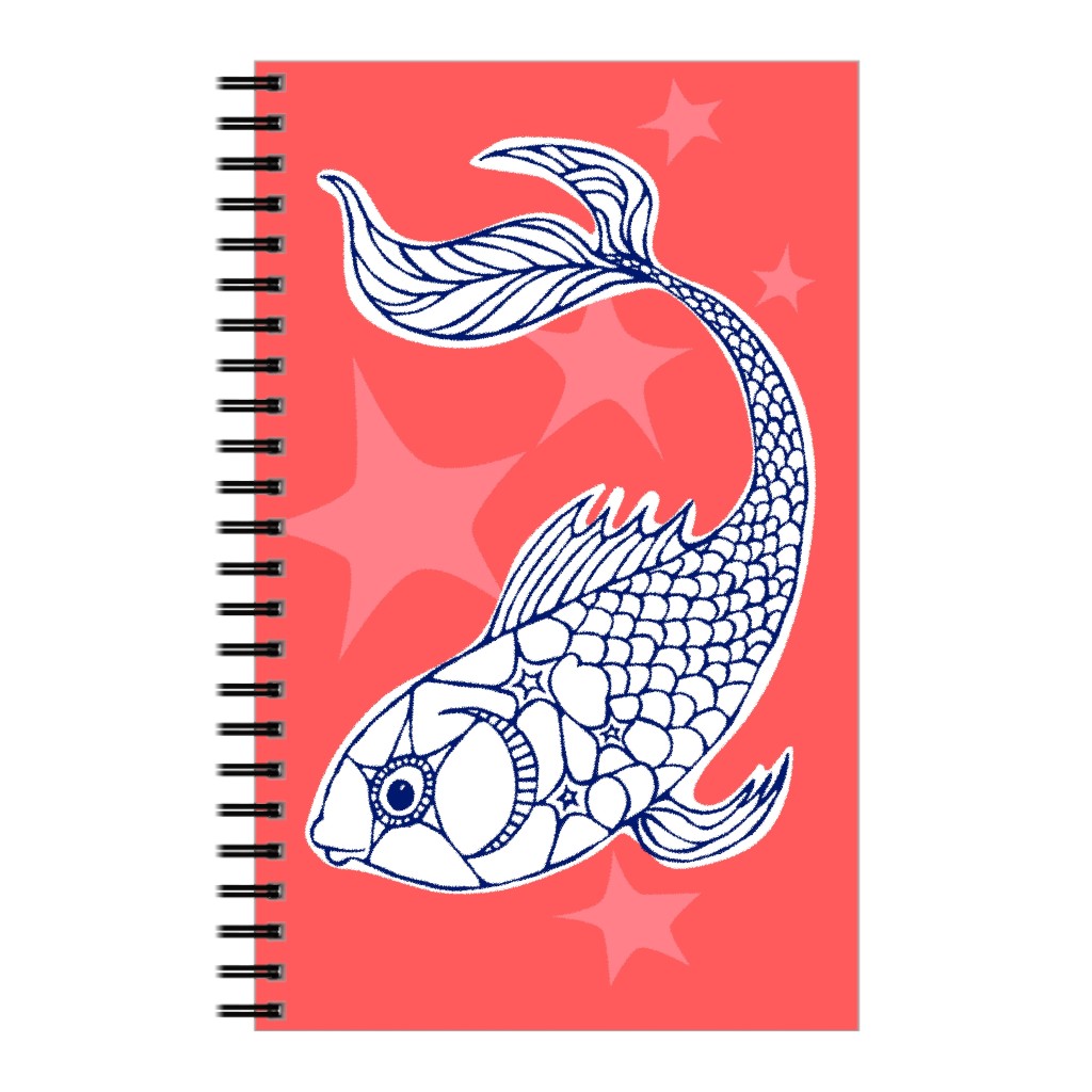 Star Fish Pisces - Red Notebook, 5x8, Red