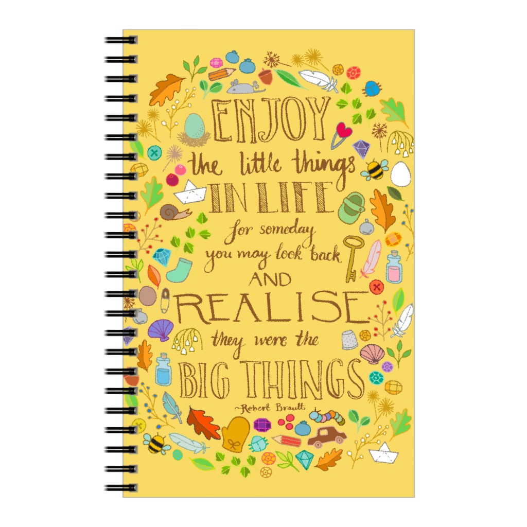 Enjoy the Little Things - a Quote Notebook, 5x8, Yellow, Lemon