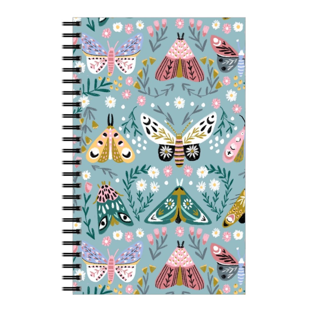 Spring Floral and Butterflies - Blue Notebook, 5x8, Multicolor