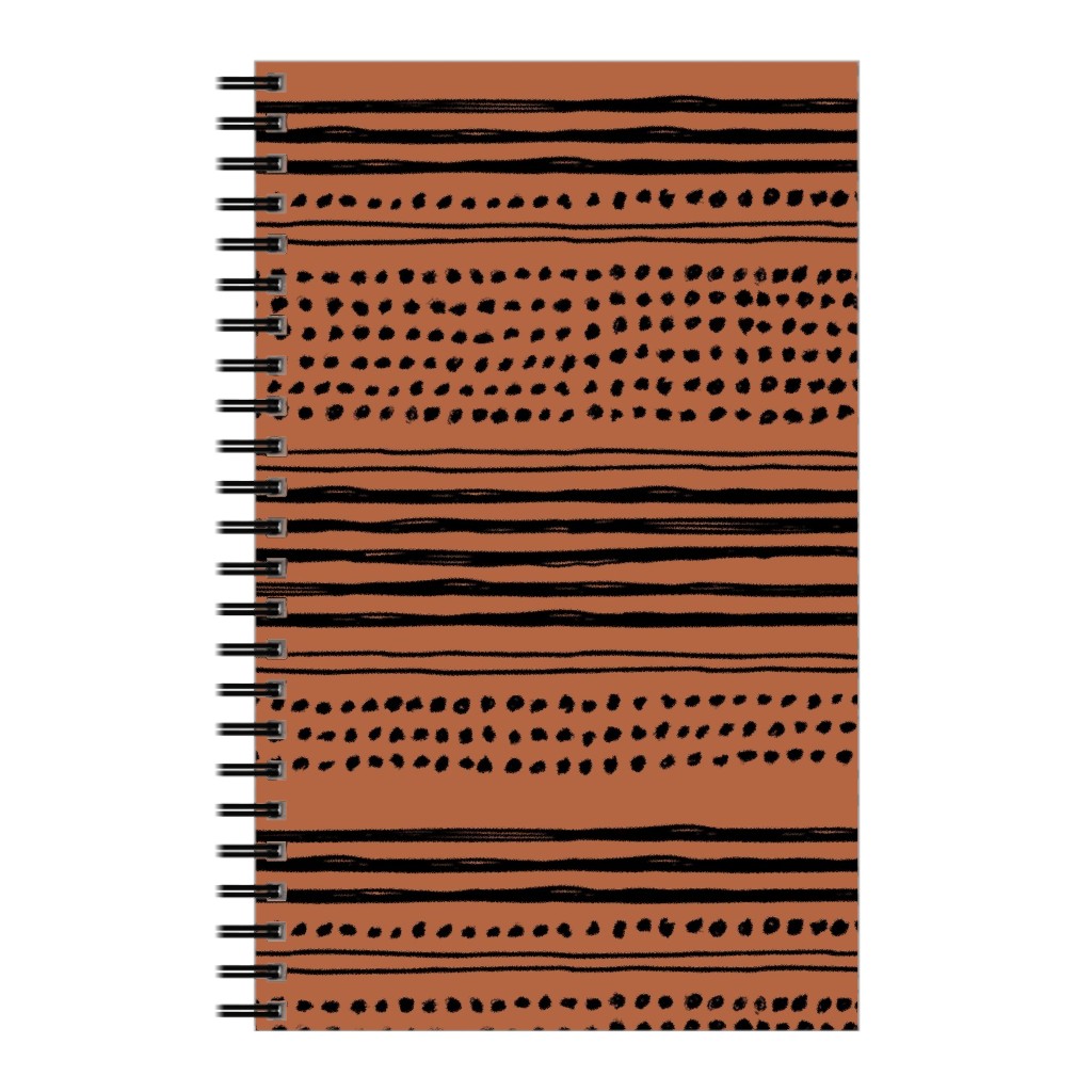 Minimal Mudcloth Notebook, 5x8, Red, Earth