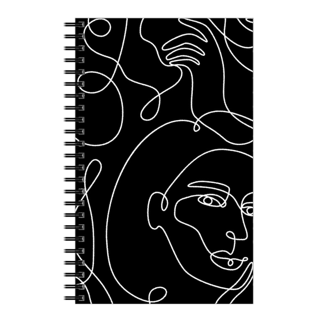 Hand Drawn Women Notebook, 5x8, Black