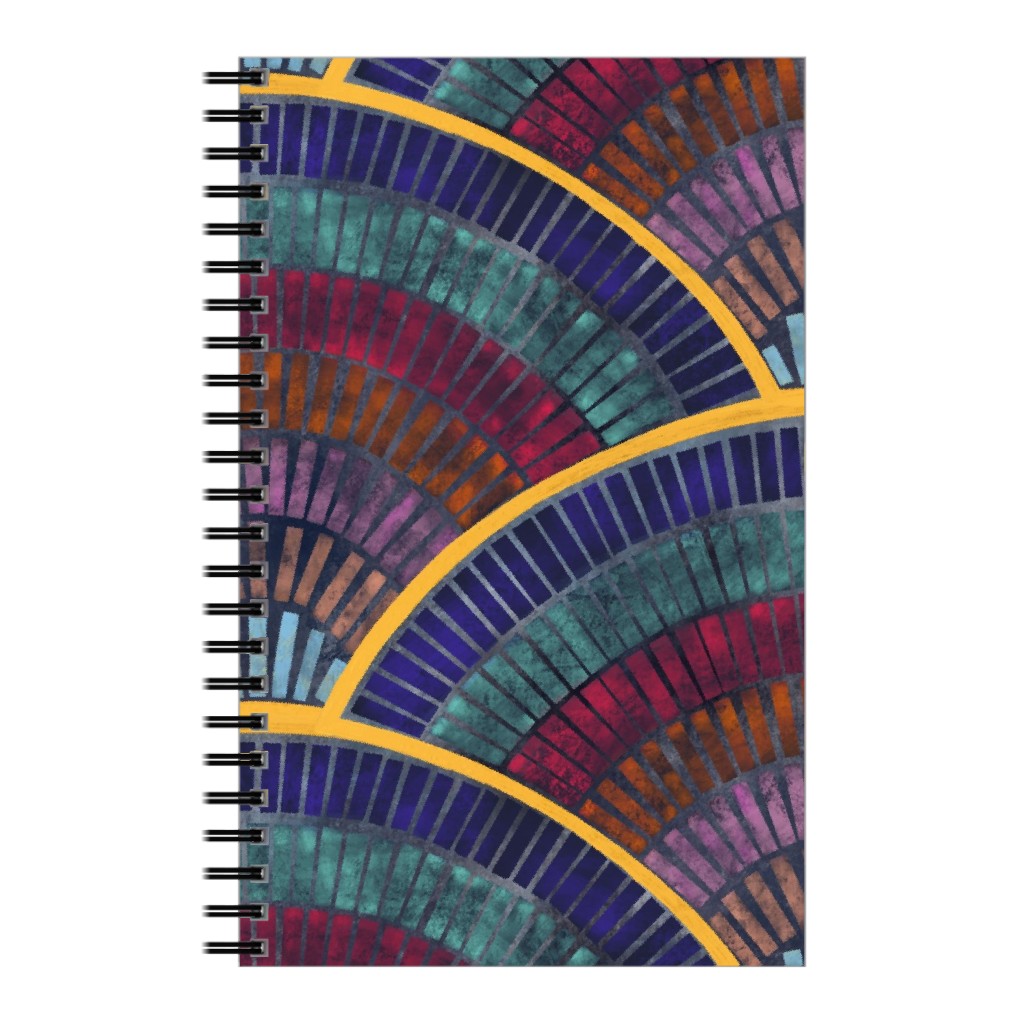 Moody Art Deco Tile - Dark Notebook, 5x8, Multicolor