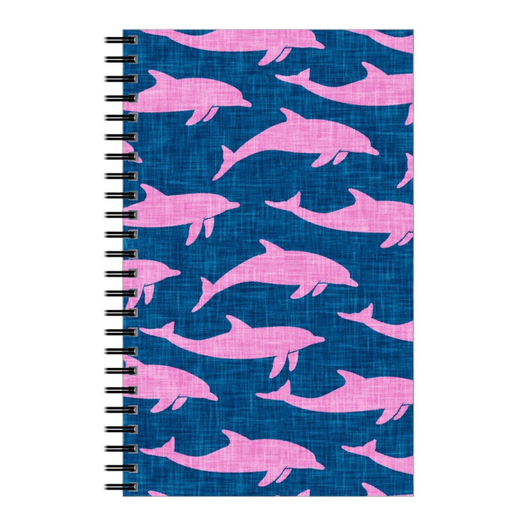Dolphins Notebook, 5x8, Pink