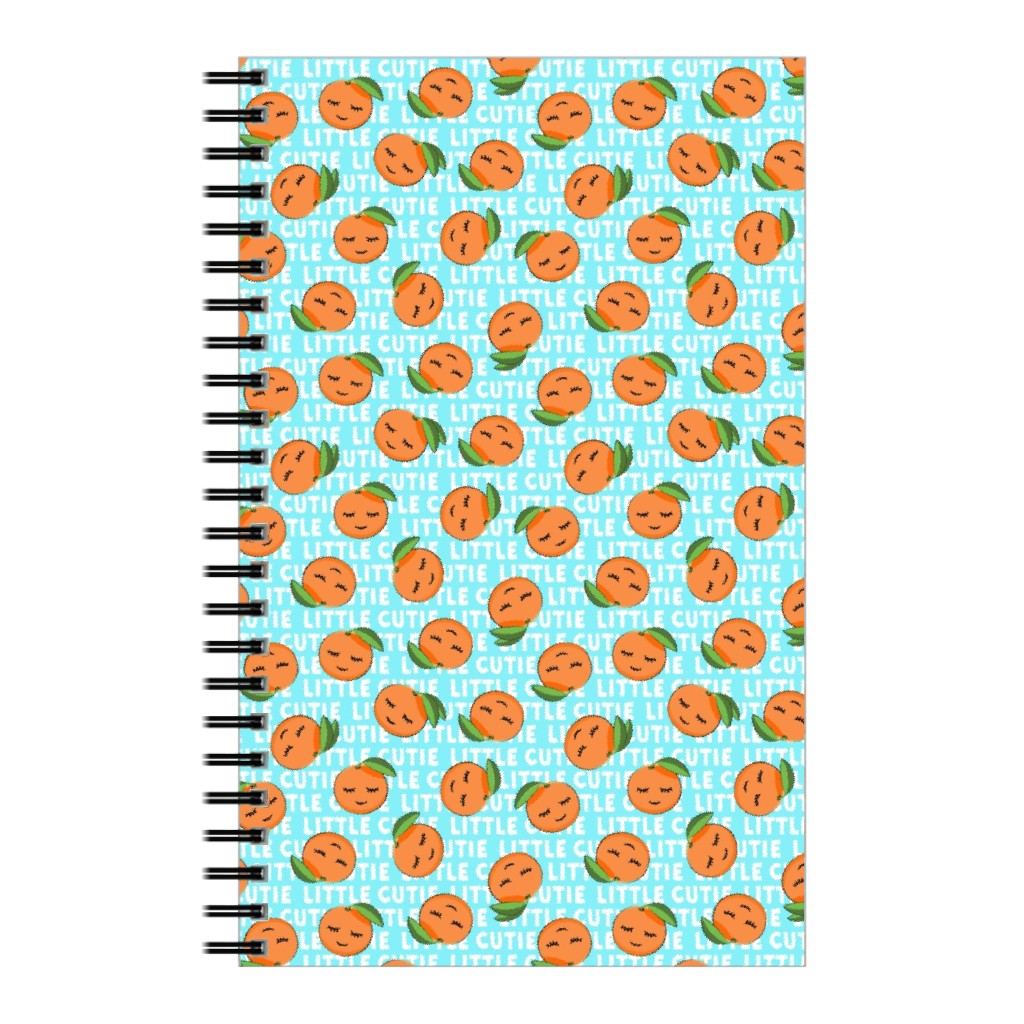 Little Cutie - Happy Oranges - Blue Notebook, 5x8, Blue, True Blue